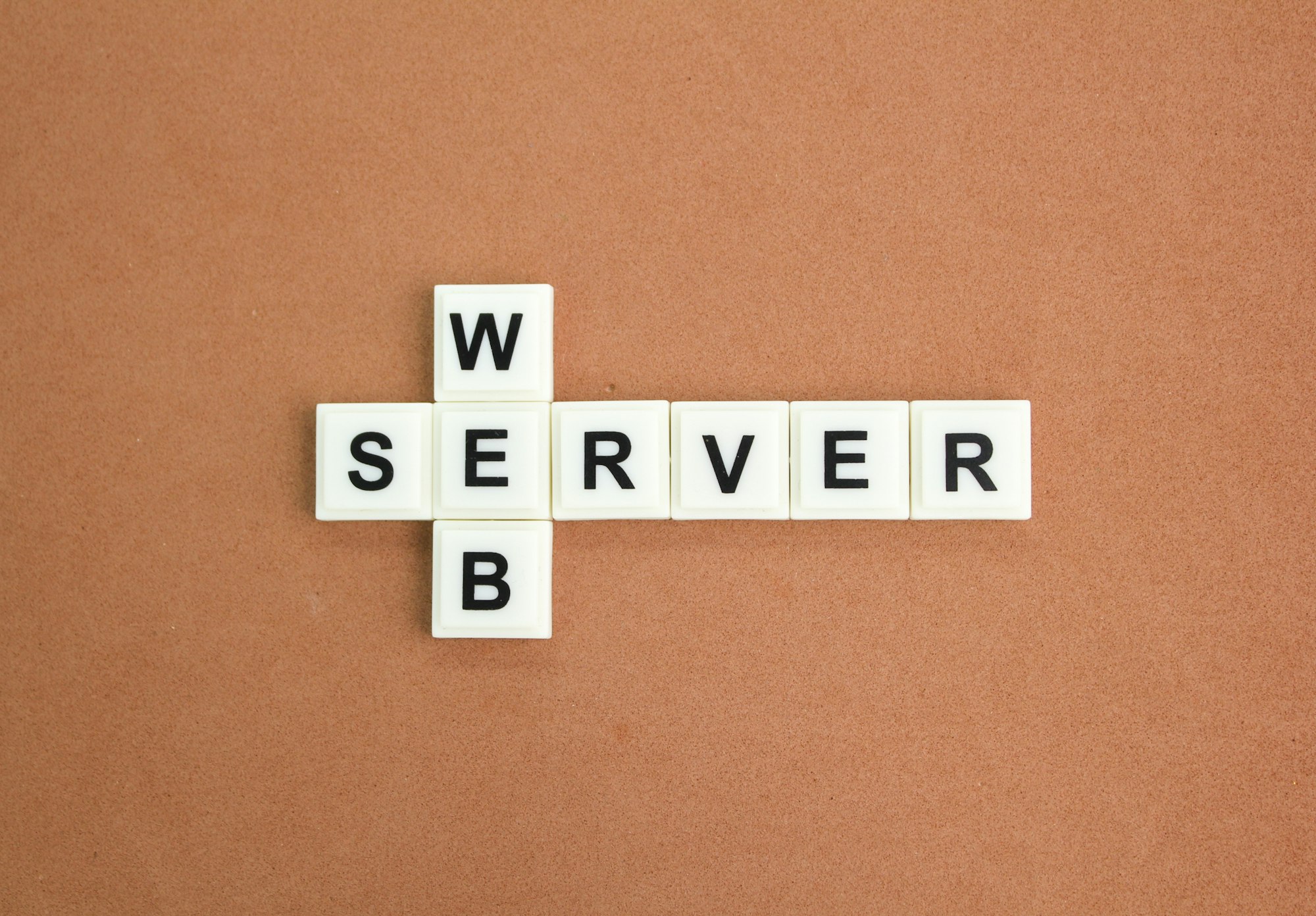 The letters of the alphabet are arranged crosswise and horizontally with the word Web server.